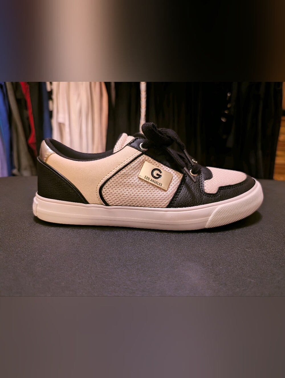 GBG Los Angeles Men's Black and Cream Low-Top Sneakers- Guess